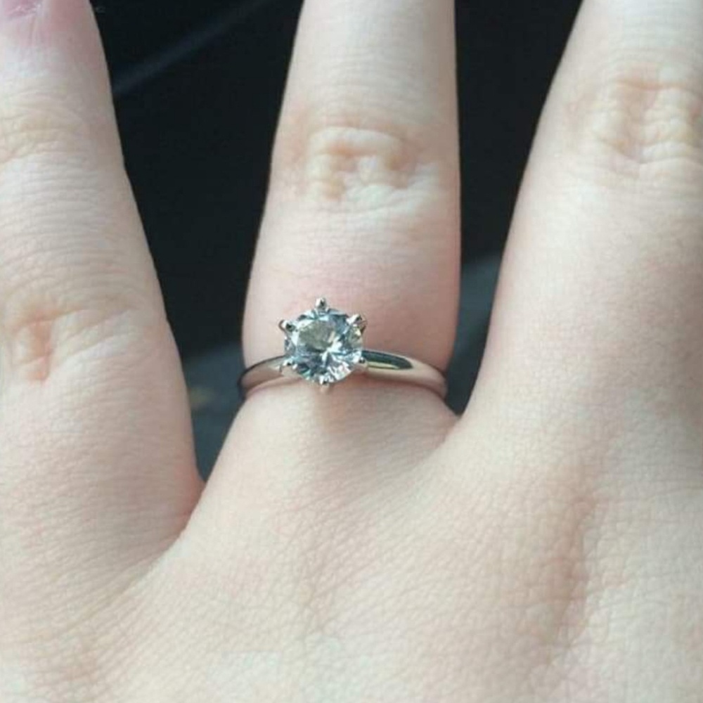 Lab-created 6mm White Sapphire 14k Gold